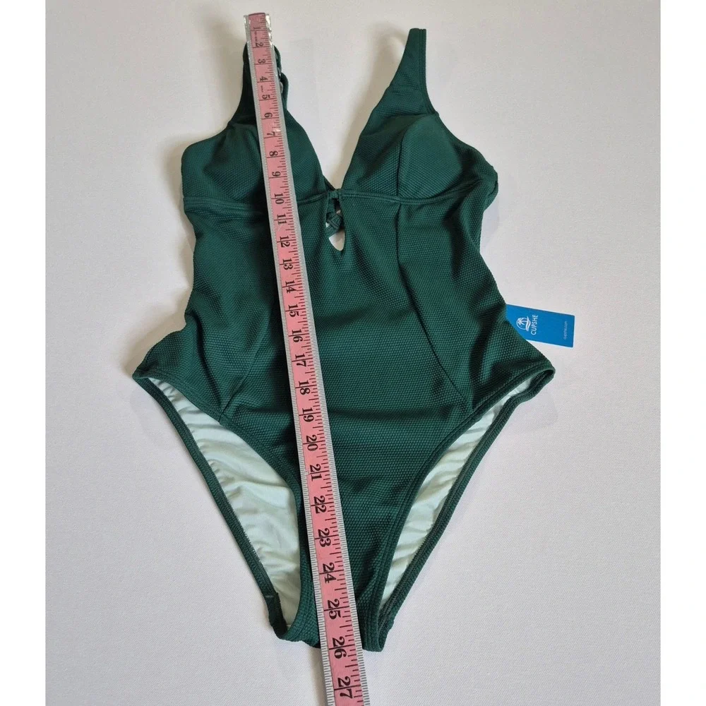 Cupshe Womens One Piece Swimsuit Dark Green‎ Textured Cutout  Size S